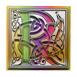 Monogramen för den Celtic regnbågen för R belä Kakelplatta