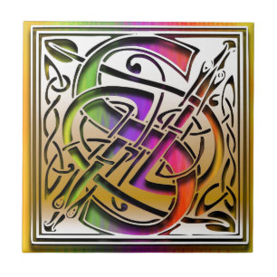 Monogramen för den Celtic regnbågen för S belä Kakelplatta