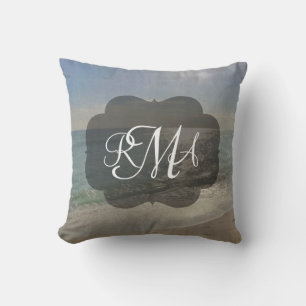 Monogramen för stranden 3-Letter märka med sina Kudde