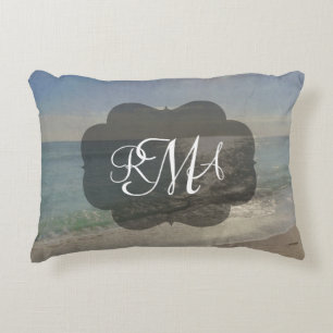Monogramen för stranden 3-Letter märka med sina Prydnadskudde
