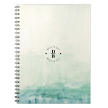 Monogramen för vattenfärgOmbre blått noterar till