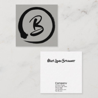 Monogramen kvadrerar businesscards i svart enso fyrkantigt visitkort