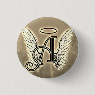 Monogramen märka med sina initialer A, guld- Knapp