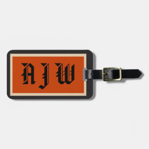 Monogramen märka med sina initialer traditionell bagagebricka
