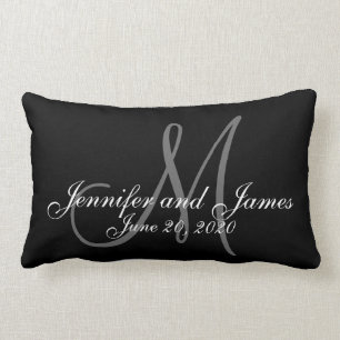 Monogramen namnger fotobröllopminnessaken lumbarkudde