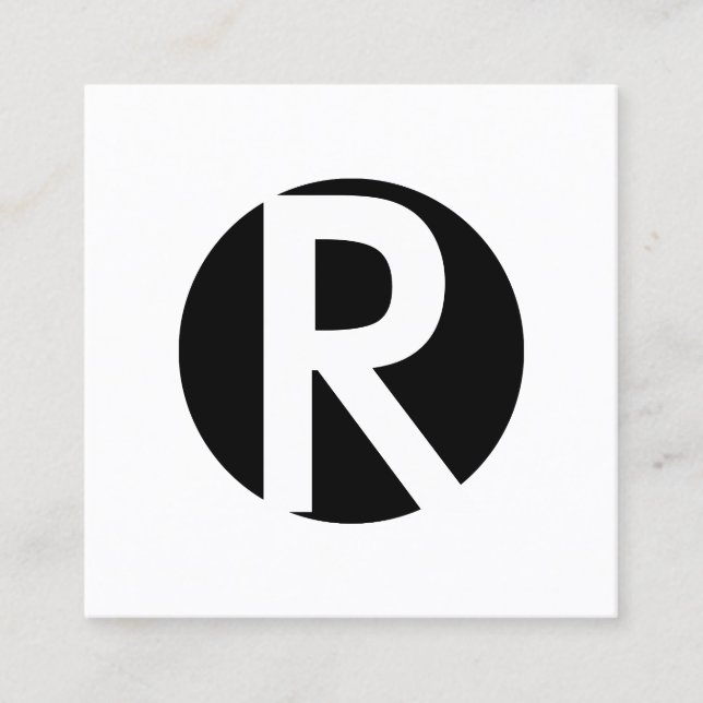 Monogramen sätta en klocka på initiala svarten fyrkantigt visitkort (Framsida)