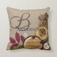 Monogramen Steampunk tar tid på och blommor