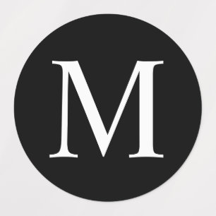 Monogrametiketter för svart och vit Elegant Klistermärke