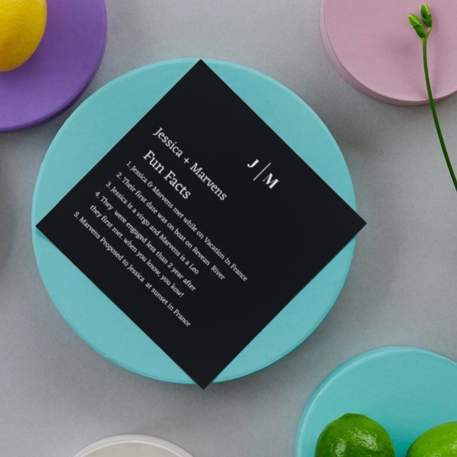 Monogramfakta om Newlyweds svarta bröllop Pappersservett (Skapare uppladdad)