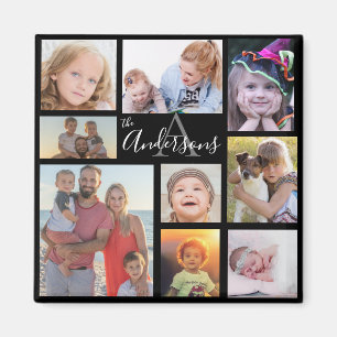 Monogramfamilj åtta foto anpassad magnet
