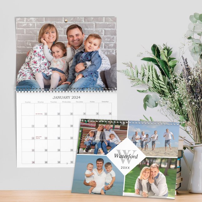 Monogramfamiljefoton Modern 2024 Kalender (Skapare uppladdad)