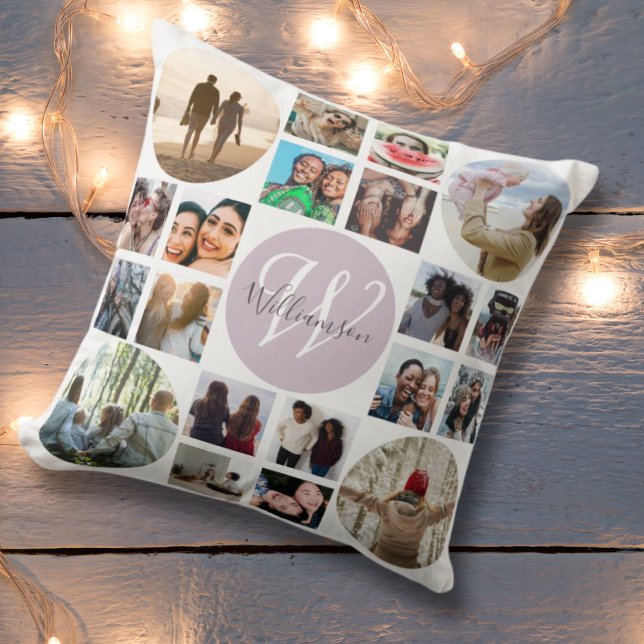 Monogramfamiljeminnen 20 Fotokollage Kudde (Skapare uppladdad)
