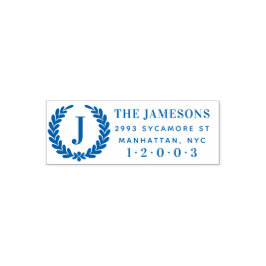 Monogramfamiljens Returadress för botaniska kransa Självfärgande Stämpel