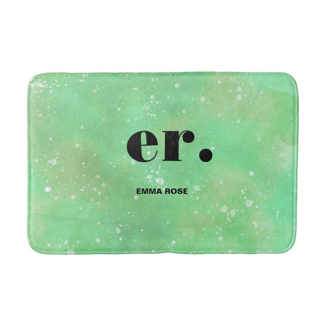Monogramfantasi vattenfärgsfärgad Snyggt Modern Mi Badrumsmatta (Framsidan)
