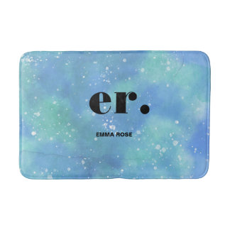 Monogramfantasi vattenfärgsfärgad Snyggt Modern Mi Badrumsmatta