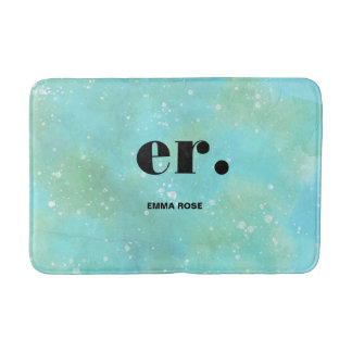 Monogramfantasi vattenfärgsfärgad Snyggt Modern Mi Badrumsmatta