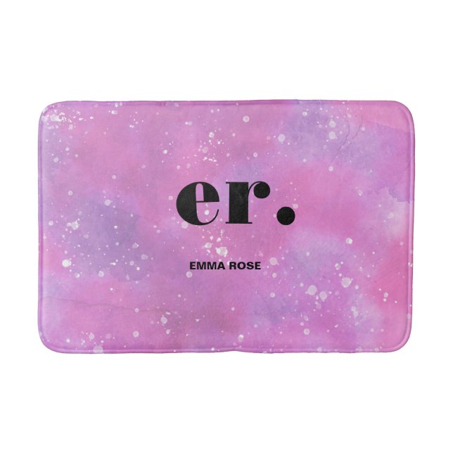 Monogramfantasi vattenfärgsfärgad Snyggt Modern Mi Badrumsmatta (Framsidan)