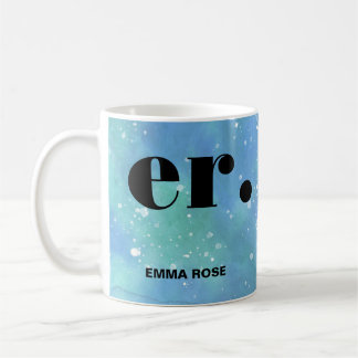 Monogramfantasi vattenfärgsfärgad Snyggt Modern Mi Kaffemugg