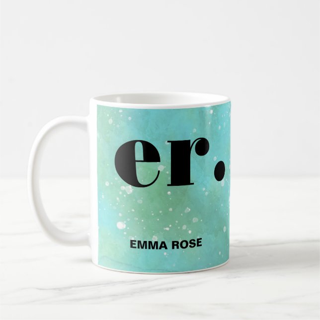 Monogramfantasi vattenfärgsfärgad Snyggt Modern Mi Kaffemugg (Vänster)