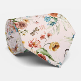 Monogramfärgad Blommigt Fortfarande konsthändelse Slips