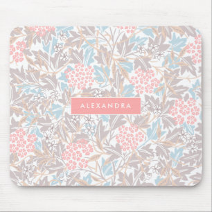 Monogramfärgad Blommigt Modern Vintage Blue Rosa Musmatta