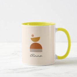 Monogramfärgad Rosa av abstrakt, brun, gult Mugg