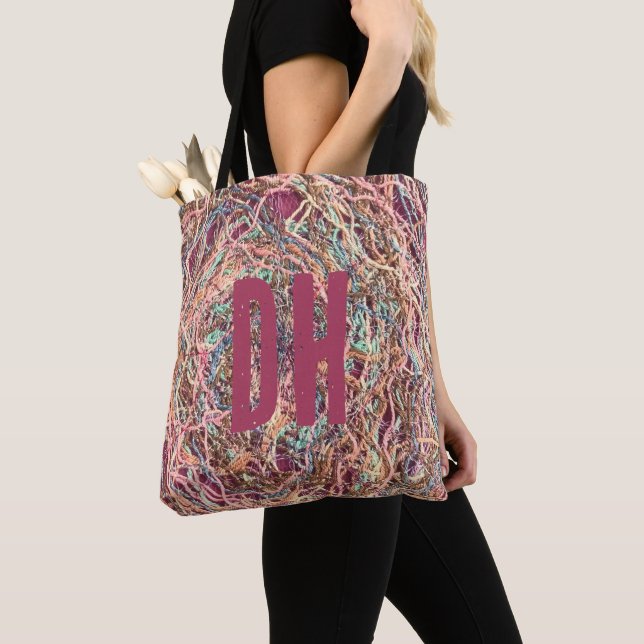 Monogramfärgad  rosa, persial söt tygkasse (Närbild)