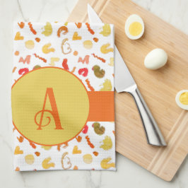 Monogramfärgade former Orange Rand 1 Kökshandduk