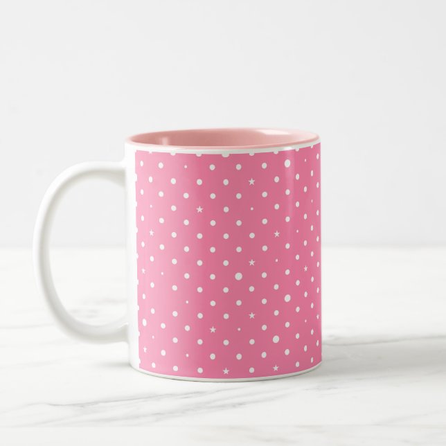 Monogramfärgade punkter Snyggt 2 Tone Mugg (Vänster)