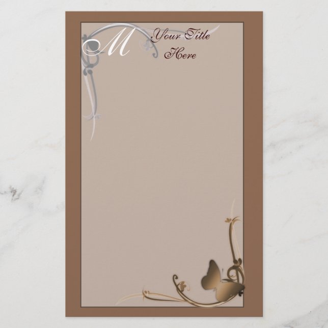 Monogramfjärilsbrevpapper Brevpapper (Framsida)