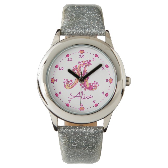 Monogramflickor brev A art Alice namn Watch Armbandsur (Framsida)
