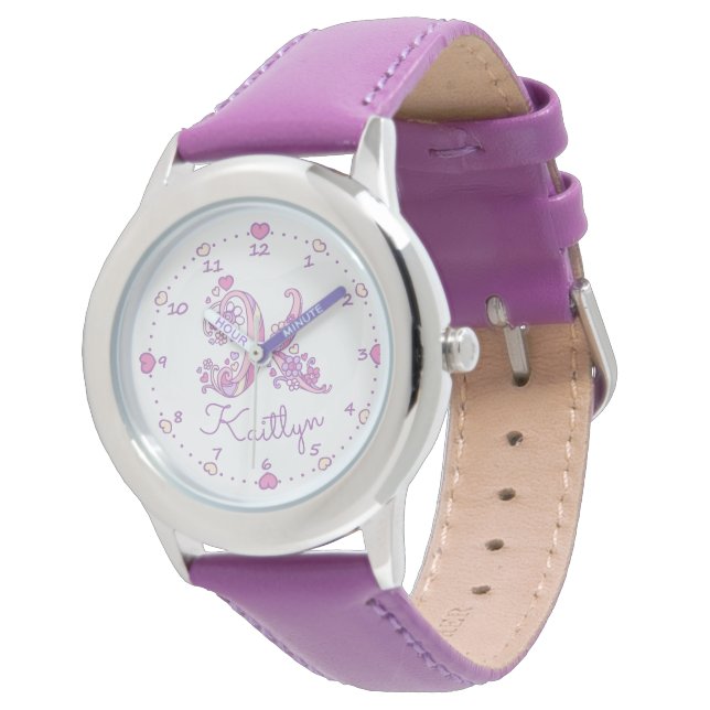 Monogramflickor brev K art Kaitlyn namn Armbandsur (Vinklad)