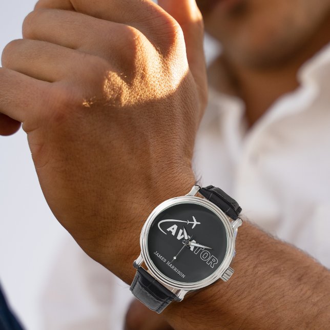 Monogramflygplatsdiagram och flygplan,Minimalistis Armbandsur (Skapare uppladdad)