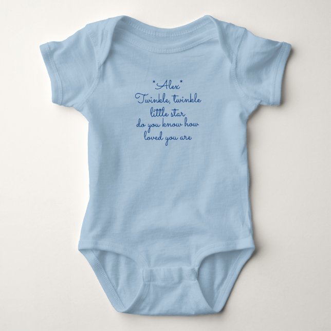 Monogramförsed liten stjärna baby bodysuit t shirt (Framsida)