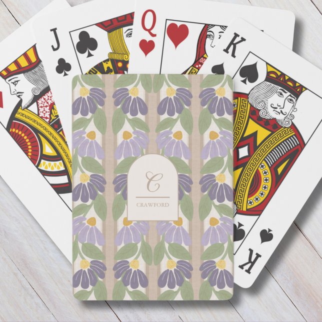 Monogramförsedda blommiga spelkort  (Monogrammed Floral Playing Cards for Gifting or Family Game Night)