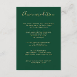 Monogramförsedda gröna förläggningkort med guld tilläggskort