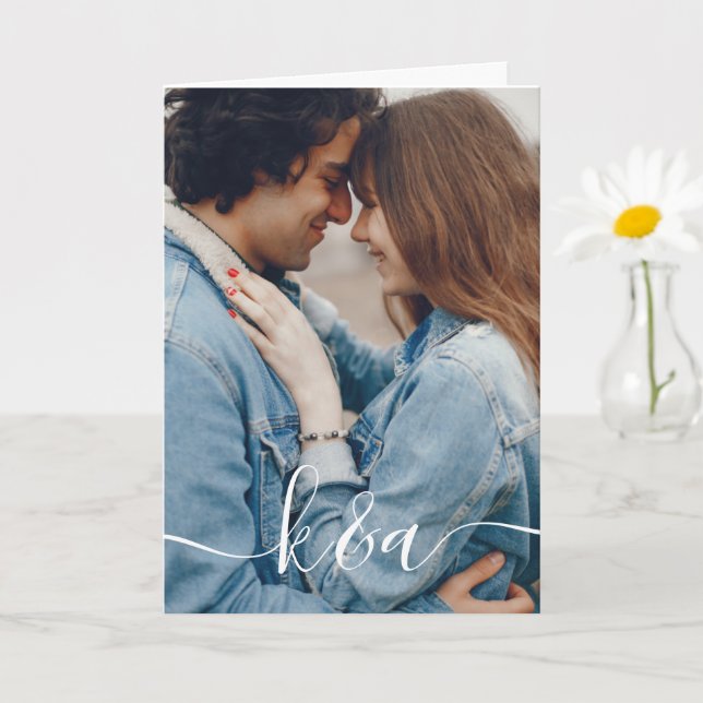 Monogramförsedt fotograttiskort kort (Liten växt)