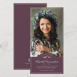 Monogramfoto för emorial Funeral Birds Classic Tack Kort