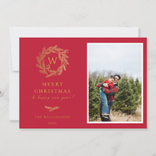 Monogramfoto för Helgdag av utandningstyp i elegan Julkort
