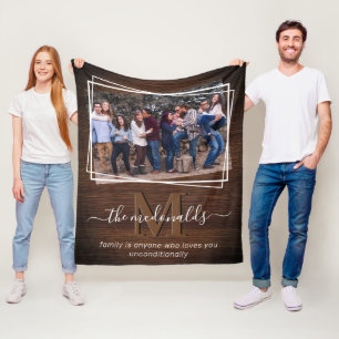 Monogramfoto och offert för Rustik-familjen Fleecefilt