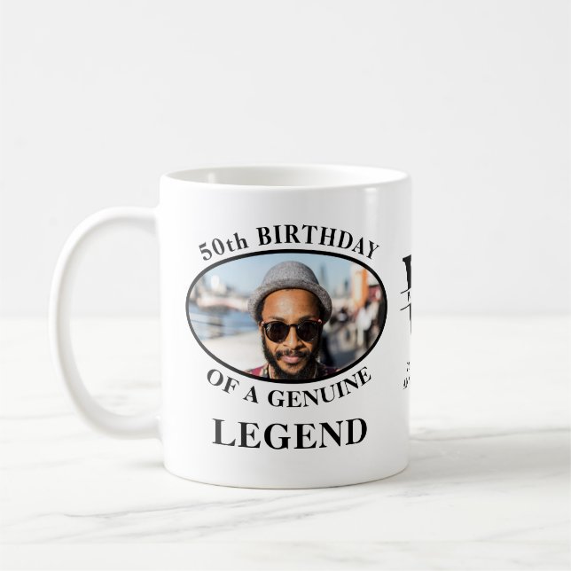 Monogramfoto på 50:e födelsedagen kaffemugg (Vänster)