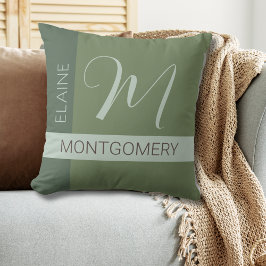 Monogramfyllning för block Grönt Kudde