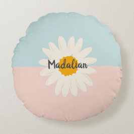 Monogramgirly, två ton färg block Rosa Blue Rund Kudde