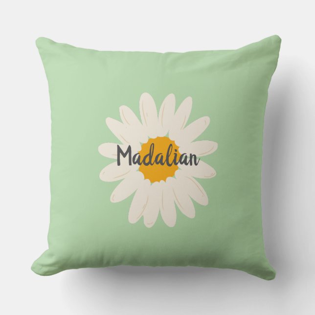 Monogramgrönt för barn med solros kudde (Framsida)