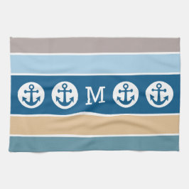 Monogramhandduk för Nautical Rand anpassningsbar Kökshandduk