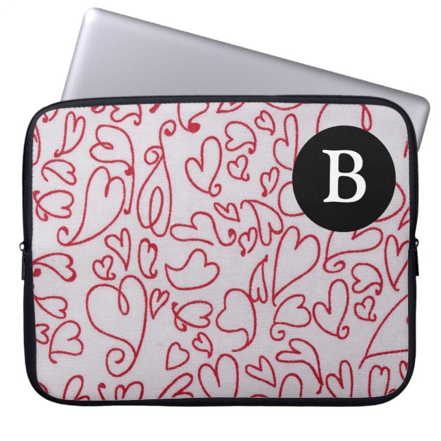 Monogramhjärta Laptop Fodral (Framsidan)