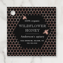 Monogramhonung av metalliskt honungskomb ro guld b