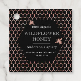 Monogramhonung av metalliskt honungskomb ro guld b gåvor etiketter