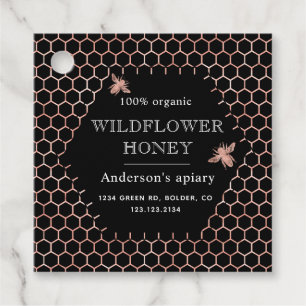 Monogramhonung av metalliskt honungskomb ro guld b gåvor etiketter