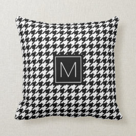 MonogramHoundstooth mönster i svartvitt Kudde